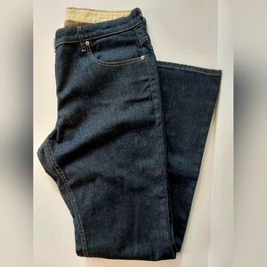 High Waisted‎ Dark Wash Straight/Wide Leg Jeans size 14 Tall Façonnable